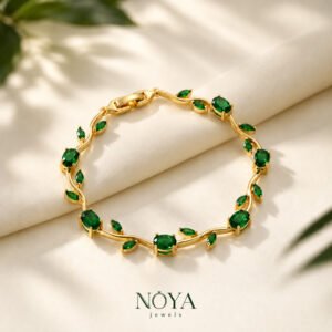 Green Stones Studded Tulip Bracelet
